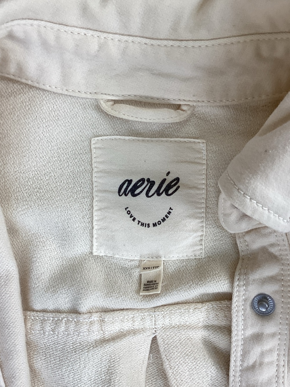 aerie Cream Button-Front Utility Shacket - Picture 3 of 4